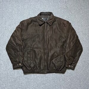 Weather Report by Weatherproof Bomber Jacket Large Brown Faux Suede Full Zip